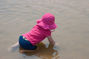 Preschool kid at the beach