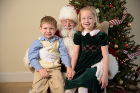 Santa with a young boy and girl 2016.